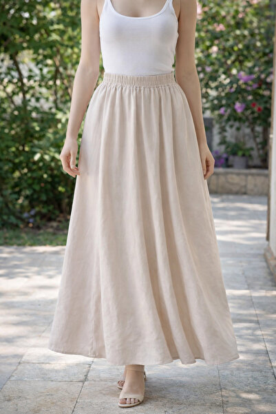 Malkan Λινή φούστα Lunona με διπλές τσέπες και ζώνη