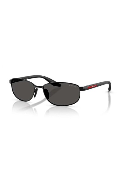 Prada Ps B53S 1Ab08Z 58 Linea Rossa Men's Oval Black Metal Sunglasses