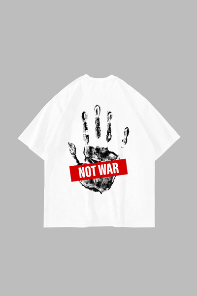 Bak Moda Not War Printed Oversized Unisex White Tshirt