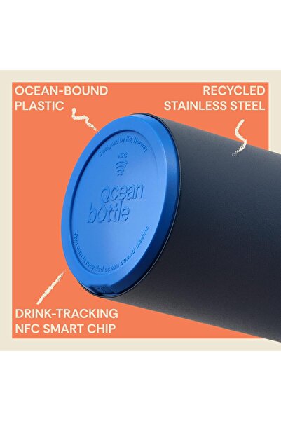 Ocean Bottle Brew Flask With 360º Leak Proof Lid Eco-Friendly Bottle - Ocean Blue - 350ml