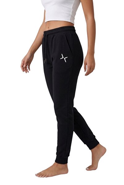 K&S Μαύρο γυναικείο αθλητικό παντελόνι με τυπωμένο λογότυπο, στενή εφαρμογή, ...