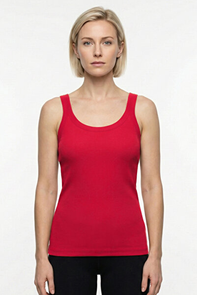 Cottonland Women's Clarisa Stretch Cotton Ribbed Fit Cut Slim Undershirt Fuchsia