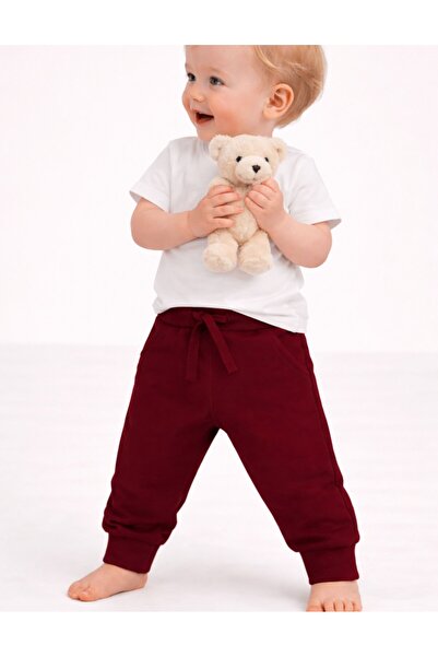OrganicKid Cranberry Bebek Bordo Eşofman Altı