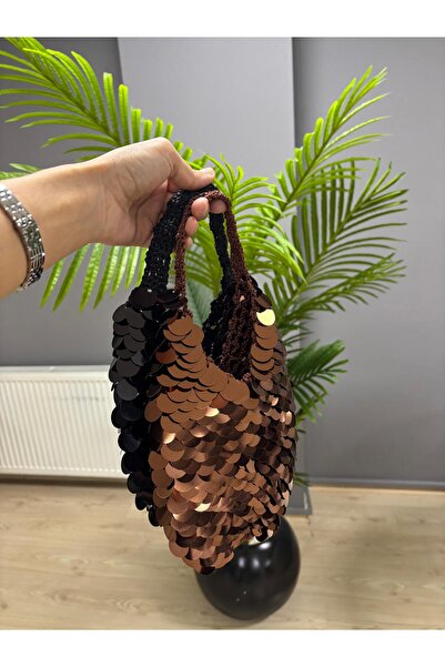 puffybagg KAHVERENGİ PULLU ÇANTA