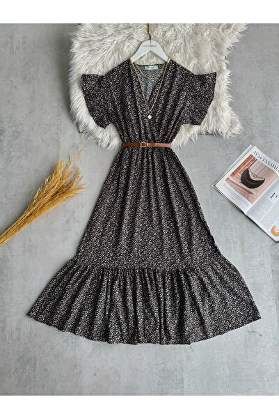 modabetce New Season Dry Collar Midi Length Women's Dress