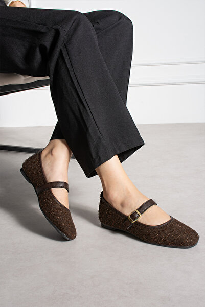 pasyone Brown Women's Casual Stone Patterned Ballerinas