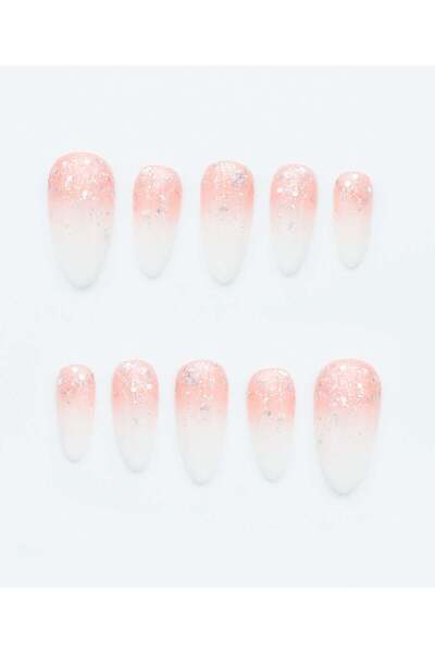 Nezlin Collection Glitter Ombre Protez Jel Takma Tırnak - El Yapımı Kalıcı Oj...