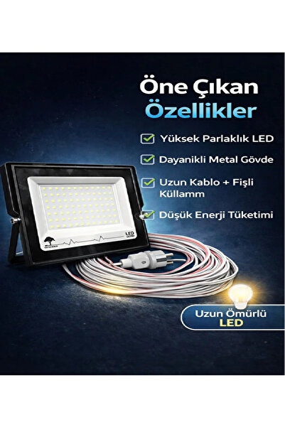 Viesteknoloji 15 Metre 100 Watt Seyyar led projektör. Su Geçirmez Dış Mekan I...