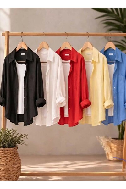 blackbonds 5-Pack Women's Black, White, Red, Yellow, Blue Cotton Oversize Lin...