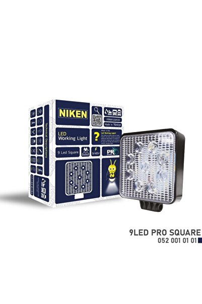 Niken Çalışma Lambası Kamyon İş Makinesi Atv Pro 9 Ledli Kare 22-27W