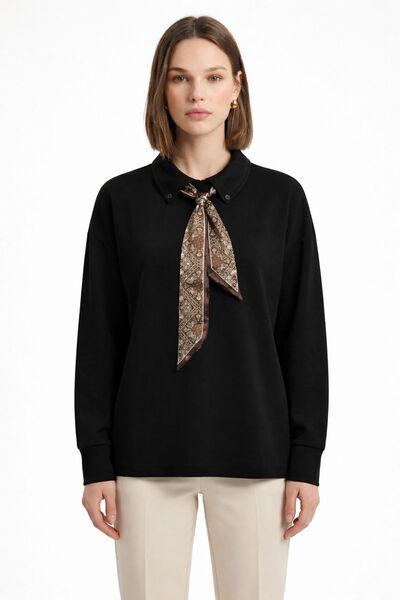 Rays Μαύρη μπλούζα με λεπτομέρεια φουλαριού 12008