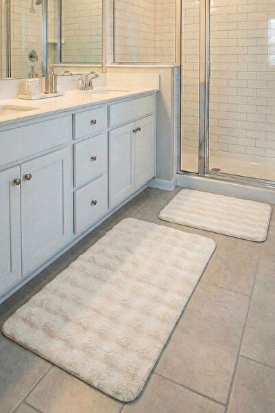 dekozer 2-Piece Plush Bubble Bath Mat Set 60X100+50X60 cm Non-Slip Latex Base...