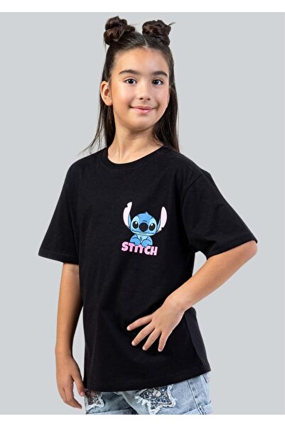 ww waka waka kids store تي شيرت كبير الحجم مطبوع عليه شخصية ليلو وستيتش للفتيات