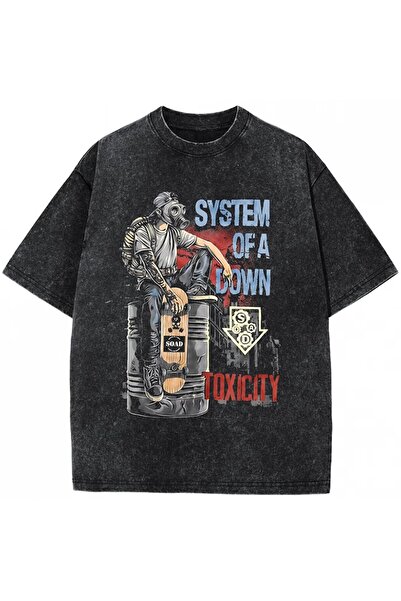 Le Savu Μπλουζάκι System Of A Down με στάμπα, unisex, oversized, που πλένεται.