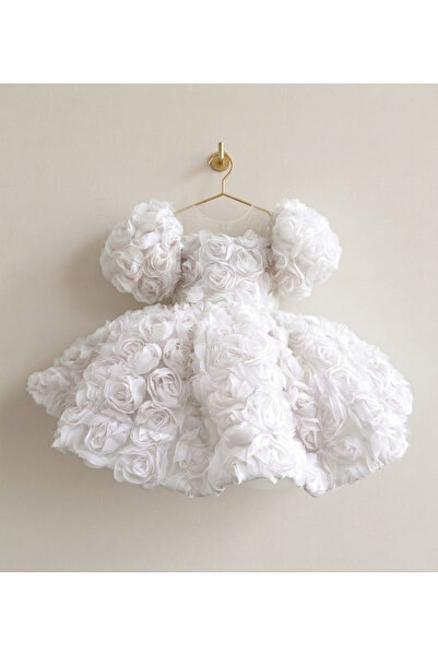 HOBİ Hobiboutique Roselyn Girl's Fluffy Rose Detailed Birthday Dress Evening ...