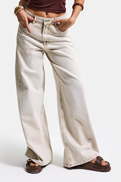 it's basic Women's Stone Color 4S6-172 Palazzo Fit Mid Waist Denim Jeans