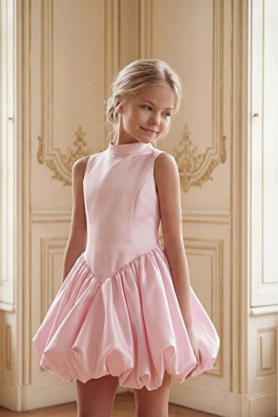 BUTİKHAPPYKİDS Βραδινό φόρεμα για κορίτσια Ροζ Μίνι Φούστα Μπαλόνι Πριγκίπισσ...