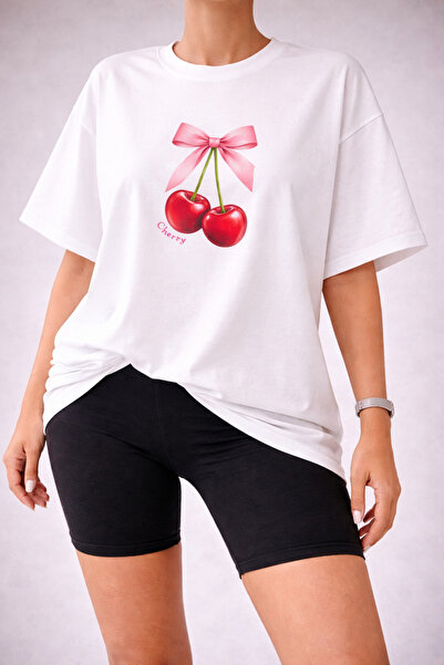 SANTAMİLA Ribbon Detailed Cherry Printed T-Shirt Leggings Set