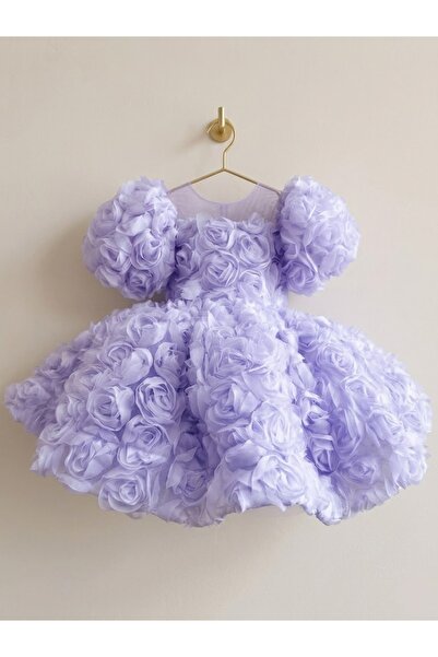 HOBİ Hobiboutique Roselyn Girl's Fluffy Rose Detailed Birthday Dress Evening ...