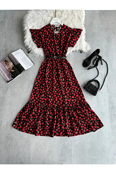 modabetce New Season Dry Collar Midi Length Women's Dress