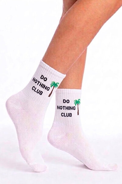 Esinti Do Nothing Club -Themed Socks White Women's Men's Teen College Socks -...