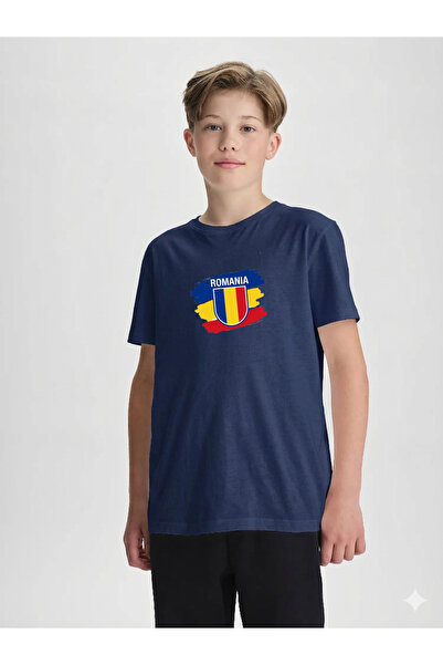 MERİCEY Μπλουζάκι για αγόρια από 100% βαμβάκι με σημαία Ρουμανίας