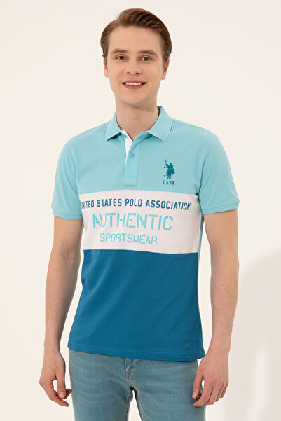 U.S. Polo Assn. Ανδρικό μπλουζάκι πόλο σε τιρκουάζ χρώμα 50249166-VR093