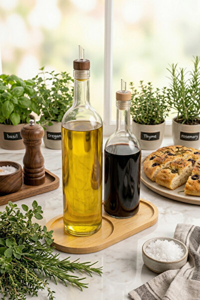 Onetick Bamboo Oil Pot Mat Double Compartment Non-Slip Natural Wood Oil Pot S...