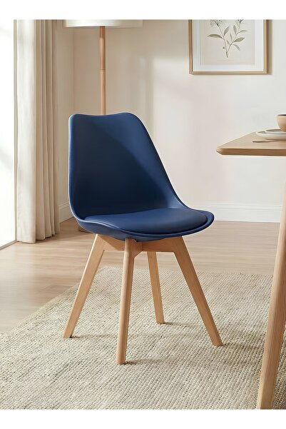Taimi Modern Dining Chair With Soft Padded Leather Seat and Wooden Legs, for ...