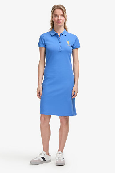 U.S. Polo Assn. Γυναικείο πλεκτό φόρεμα Indigo Polo Collar Mini 50297457-VR028
