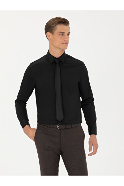 Cacharel Black Slim Fit Long Sleeve Shirt 50282995-Vr046