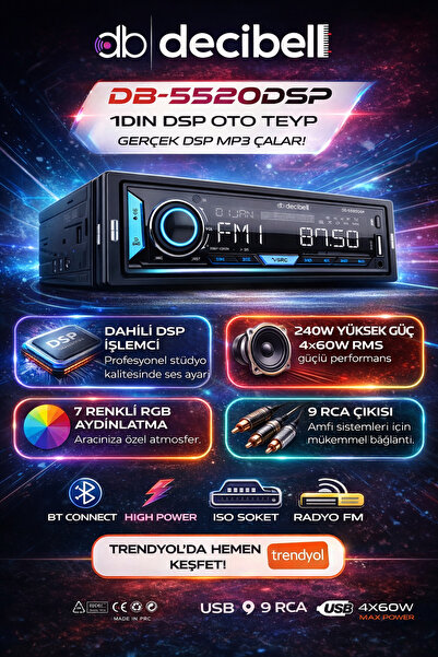 | DB-5520DSP | 2-LINE HD VA-LCD DISPLAY EKRAN | DSP İŞLEMCİLİ OTO TEYP