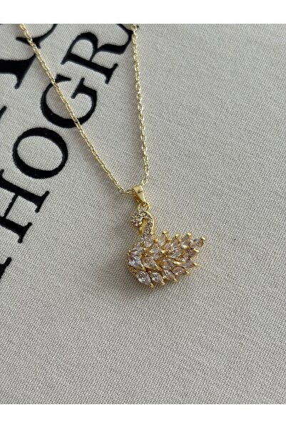 olvera shine 316L Steel White Swan Pendant/Gold