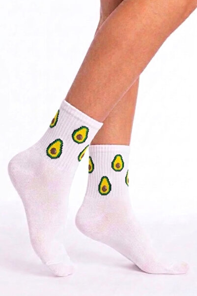 Esinti Avocado Themed Socks White Women's Men's Teen College Socks - Single