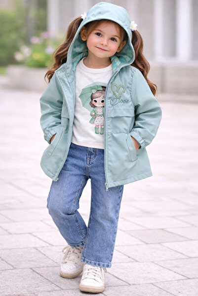 Seramis 3 Parça Kız Çocuk Kombin (Mont + Sweatshirt + Jean Pantolon)