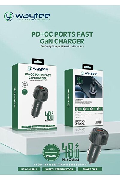 waytee شاحن سيارة مخرجين تايب سي يوسبي 48w