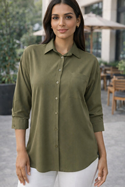 AQE FASHION Γυναικείο κλασικό πουκάμισο με γιακά, μισό μανίκι, με κουμπιά και...