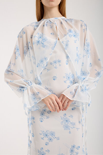 Stylish Fashion Stylish Fashion Turkish Sky Blue Soft Supple Chiffon Dress