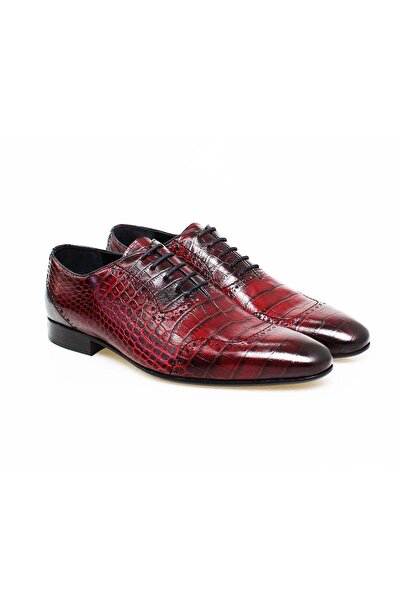 FRANCO CALVANI Bordo Color Lace-Up Genuine Leather Men's Shoes