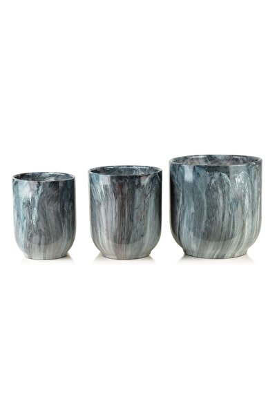 MONDEX Huse pentru ghivece din ceramică NEVA MARBLE 28/23.5/19cm Albastru 3 b...