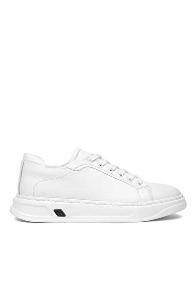 Celal Gültekin Erkek Beyaz Kalın Tabanlı Deri Sneaker