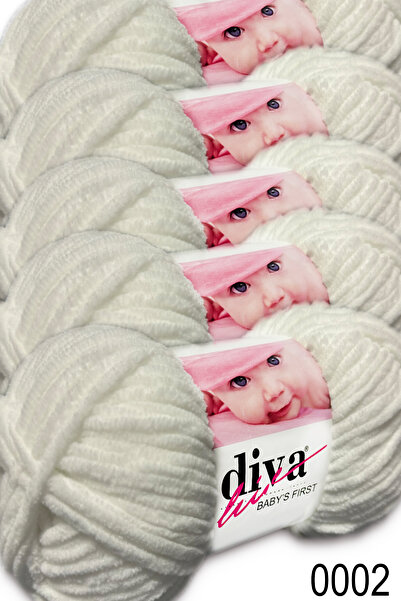 Diva İplik Το πρώτο βελούδινο νήμα του μωρού (5x100γρ.) - 0002 - Εκρού