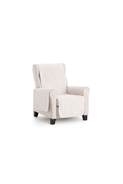 Sofazip Velvet quilted sofa cover, non-slip, soft, Ivory color Armchair (L = ...