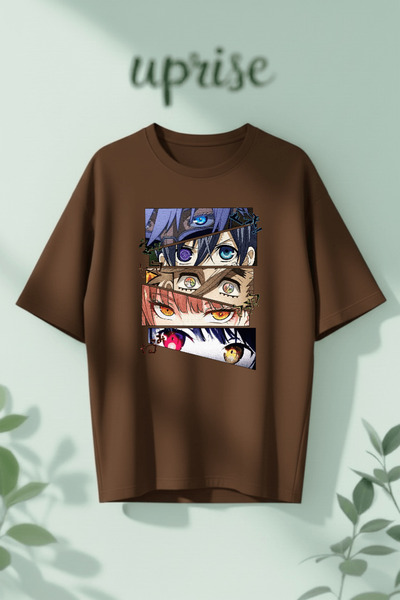 Vordevia Βαμβακερό μπλουζάκι oversize με στάμπα Anime Eyes Aesthetic