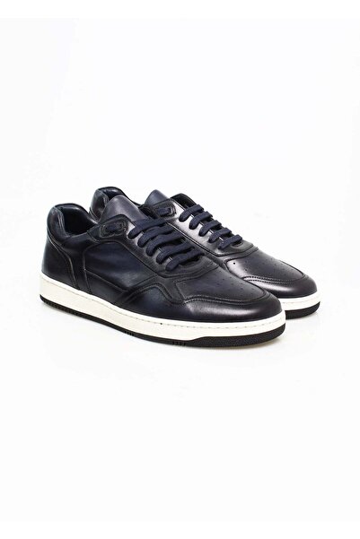 FRANCO CALVANI Dark Blue Lace-Up Genuine Leather Men's Shoes