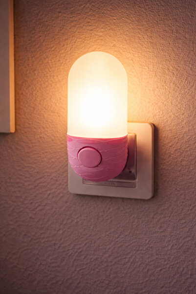 kialed Pembe Gece Lambası LED Priz Tipi Gün Işığı Beyaz Işık 2 Modlu Bebek Ço...
