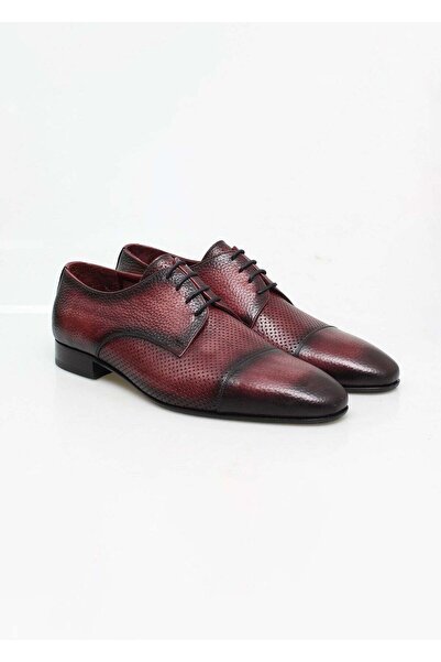 FRANCO CALVANI Burgundy Laced Genuine Leather Men's Shoes