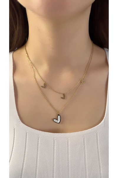 New Meluna Steel Heart Necklace – Vip 2 Layered Stylish Women's Necklace