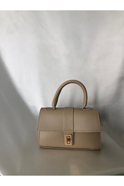 ELAYF Cream Women's Hand and Shoulder Bag – Stylish Mini Bag with Gold Lock D...