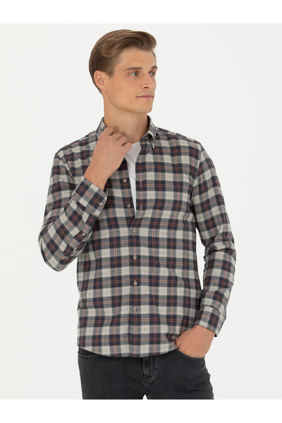 Cacharel Beige Slim Fit Long Sleeve Shirt 50282560-Vr011